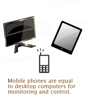 Monitor and control using PCs or mobile phones